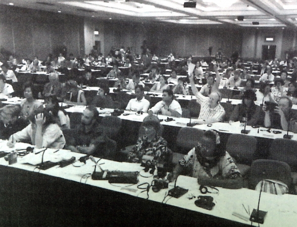 1995년 9월 중국 베이징에서 열린 UN 제4차 세계여성회의 회의장 모습.