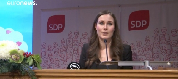 핀란드 새 총리로 선출된 산나 마린. ⓒ유로뉴스 유튜브