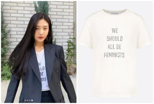 레드벨벳 조이가 19일 자신의 인스타그램에 올린 사진과 문제가 된 티셔츠. 사진=캡처