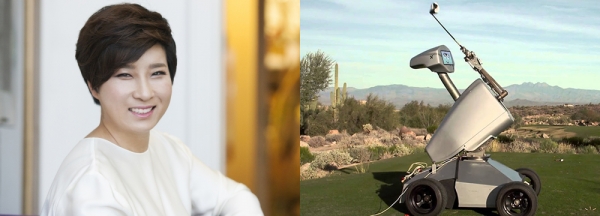 ‘골프 황제’ 박세리가 골프 로봇 ‘엘드릭(LDRIC)’과 대결한다. ⓒ여성신문/유튜브 캡처