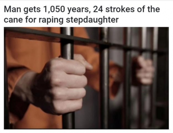 말레이시아 법원이 의붓딸 강간범에 징역 1050년과 태형 24대를 선고했다. ⓒ베르나마통신 홈페이지 캡처