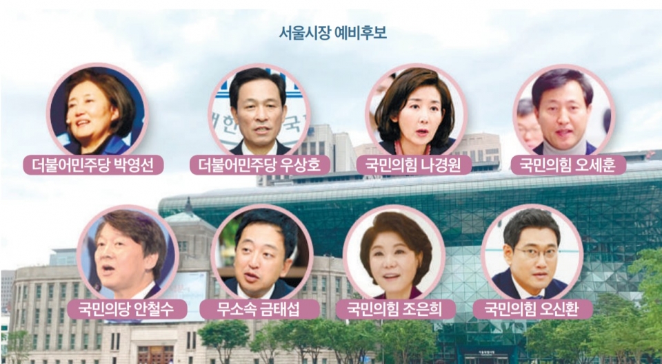 서울시장 보궐선거 주요 출마자들. ⓒ여성신문