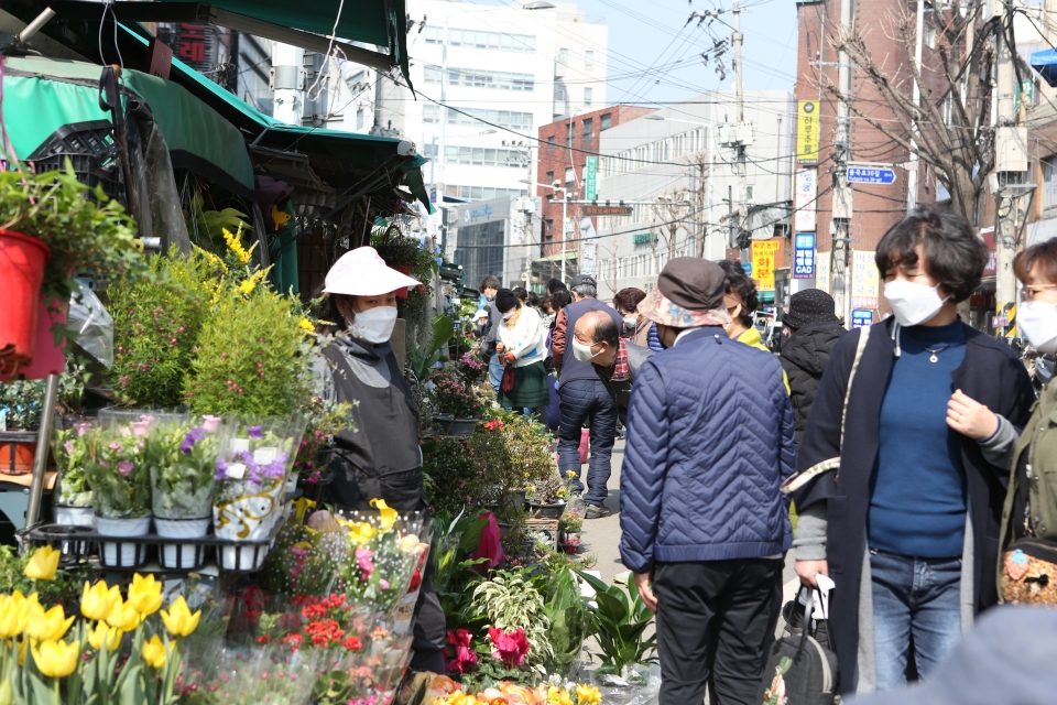 10일 오후 서울 종로구 꽃시장에는 시민들로 북적이고 있다. ⓒ홍수형 기자
