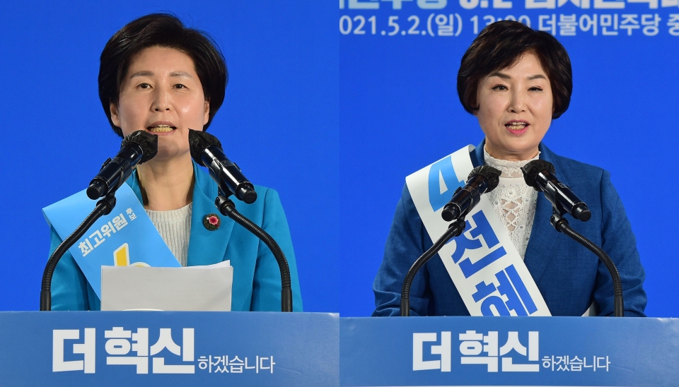 더불어민주당 최고위원에 당선된 백혜련(왼쪽), 전혜숙 의원. 사진=국회사진기자단