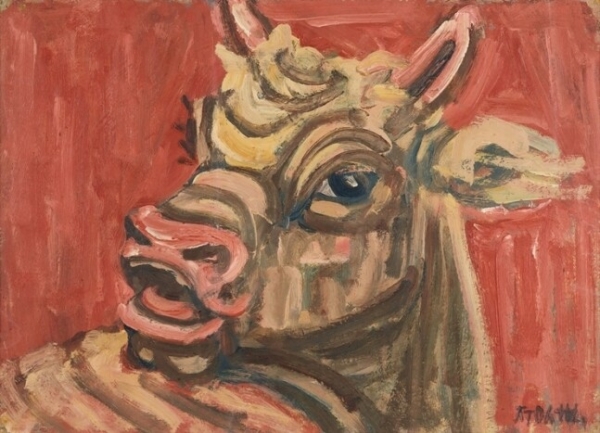 이중섭(1916-1956), 황소, 1950년대, 종이에 유채, 26.5x36.7cm. ⓒ국립현대미술관 제공