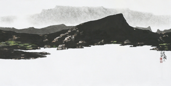 '섬 이야기'(110.2곱하기 53cm, 한지에 수묵담채, 2012)