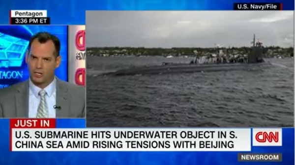 미 핵추진잠수함이 남중국해상에서 괴물체와 충돌했다고 CNN 등 미국 언론들이 보도했다. ⓒCNN 화면 갈무리