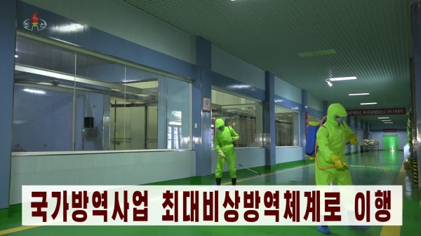 조선중앙TV가 보도한 비상방역활동을 하고 있는 모습 (사진 = 조선중앙TV 캡처)