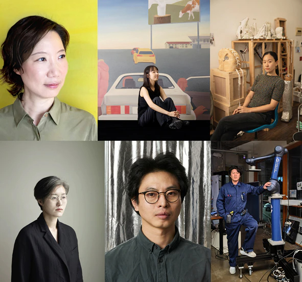 샤넬 코리아의 후원으로 프리즈가 제작, 오는 29일부터 공개하는 ‘나우 & 넥스트’ 영상에 참여한 한국 예술가들. (왼쪽부터 시계 방향으로) 박진아, 유예림, 이유성, 박경근, 김경태, 정희승.  ⓒ샤넬코리아 제공