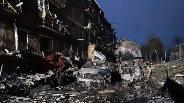 러시아의 미사일 공격으로 우크라이나 민간인 시설이 파괴됐다. ⓒ우크라이나 국방부 트위터