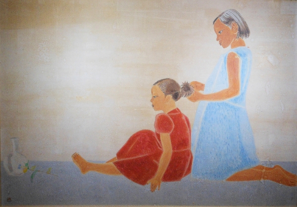 천경자, 자매, 120 x 85cm, 수묵 담채, 1960년대 ⓒ표갤러리 제공