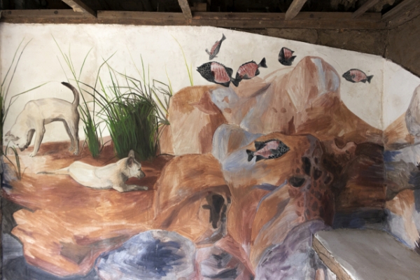 가파도 빈집에 아그네스 갈리오토 작가가 그린 프레스코 벽화 ‘초록 동굴’ ⓒ제주비엔날레 제공