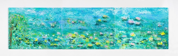 권지안, Humming Letter with Monet, 351x91cm, mixed media on canvas, 2023 ⓒ엠에이피크루 제공