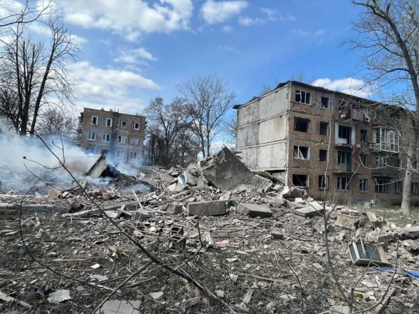 우크라이나 동부 도네츠크주 아우디우카의 건물이 러시아군의 공격으로 파괴됐다. ⓒ우크라이나 국방부 트위터