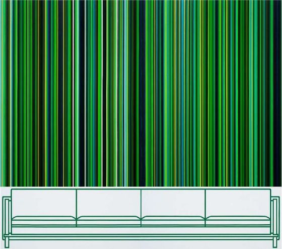 박미나, 2023-녹색-소파, 2023, 캔버스에 아크릴, 257 x 290cm ⓒ사진 김상태/에르메스 재단 제공