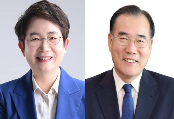 박정현 신임 더불어민주당 최고위원(왼쪽), 이개호 신임 정책위의장.