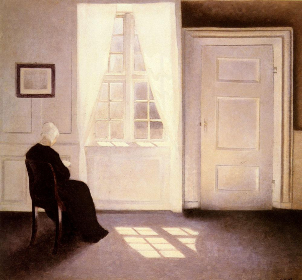 빌헬름 함메르쇼이(Vilhelm Hammershoi), 창문 앞에서 책을 읽고 있는 여인, 1900.  ⓒ노르웨이국립미술관 소장