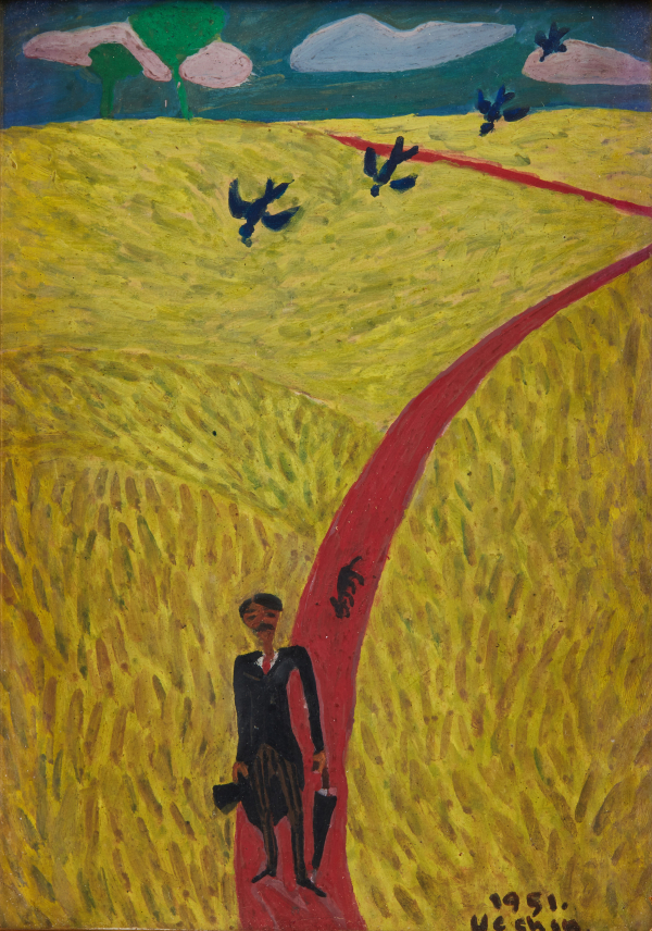 자화상, 1951, 종이에 유화물감, 14.8×10.8cm, 개인소장, Self-portrait, 1951, oil on paper, 14.8 × 10.8cm, private collection