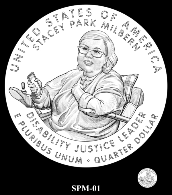 2025년 미국에서 새로 발행되는 25센트 동전에 한국계 여성 장애인 인권 운동가인 스테이시 박 밀번의 얼굴이 새겨진 모습. ⓒ미 조폐국 홈페이지