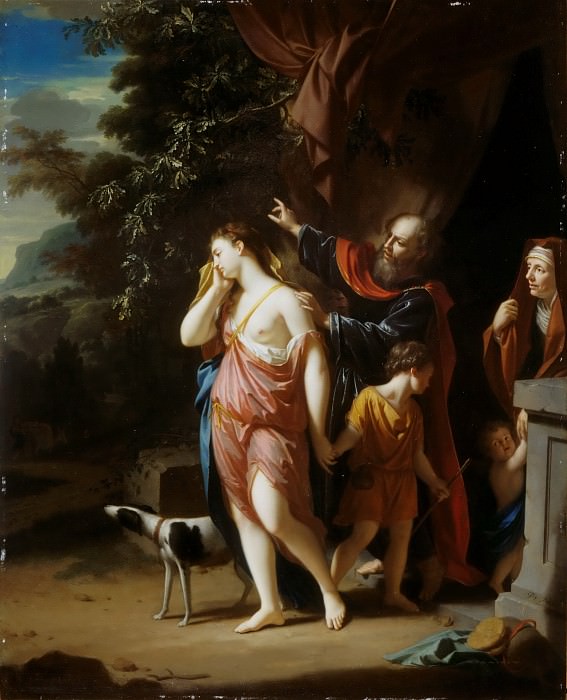 필립 반 디크(Philip van Dijk), 하갈과 이스마엘을 내쫓는 아브라함, 1708-18, 50х41, 파리, 루브르 박물관 소장.