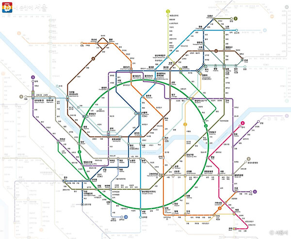 기후동행카드 이용가능 구간만 표시된 지하철노선도 ©서울시