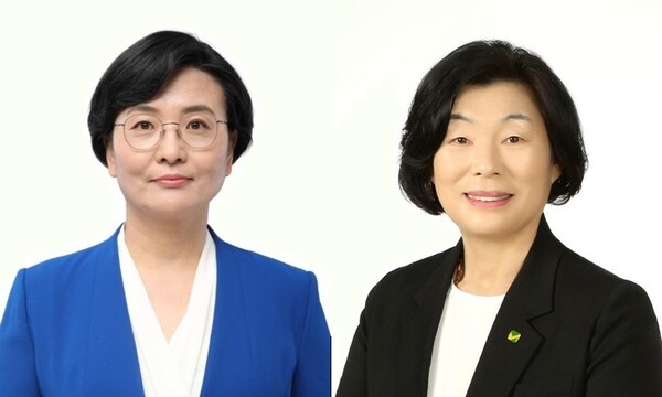 임미애 더불어민주연합 비례대표 13번(왼쪽), 김옥임 녹색정의당 비례대표 5번. ⓒ선거캠프 제공