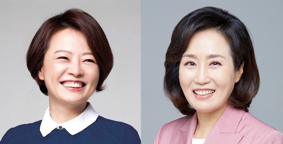 4·10 총선에서 서울 강동갑 선거구에 출마한 진선미 더불어민주당 의원과 전주혜 국민의힘 의원. ⓒ진선미·전주혜 의원실
