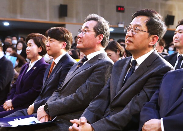 (왼쪽부터) 양향자 한국의희망 대표, 이준석 전 국민의힘 대표, 이낙연 전 더불어민주장 대표, 금태섭 새로운선택 공동대표. ⓒ박상혁 기자