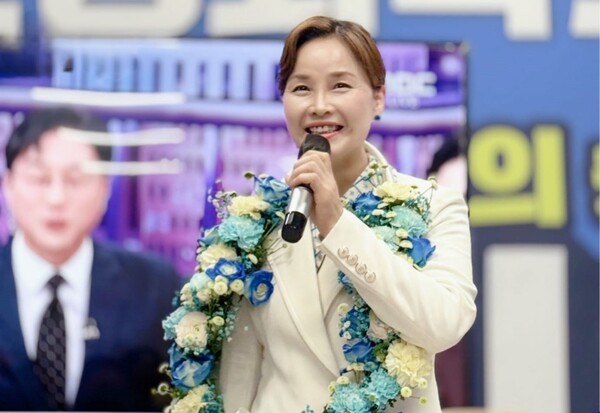 임오경 경기 광명갑 당선인이 11일 당선소감을 말하고 있다. ⓒ임오경 페이스북