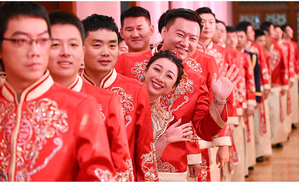 22일 베이징에서 열린 합동결혼식 ⓒ글로벌티임스 갈무리