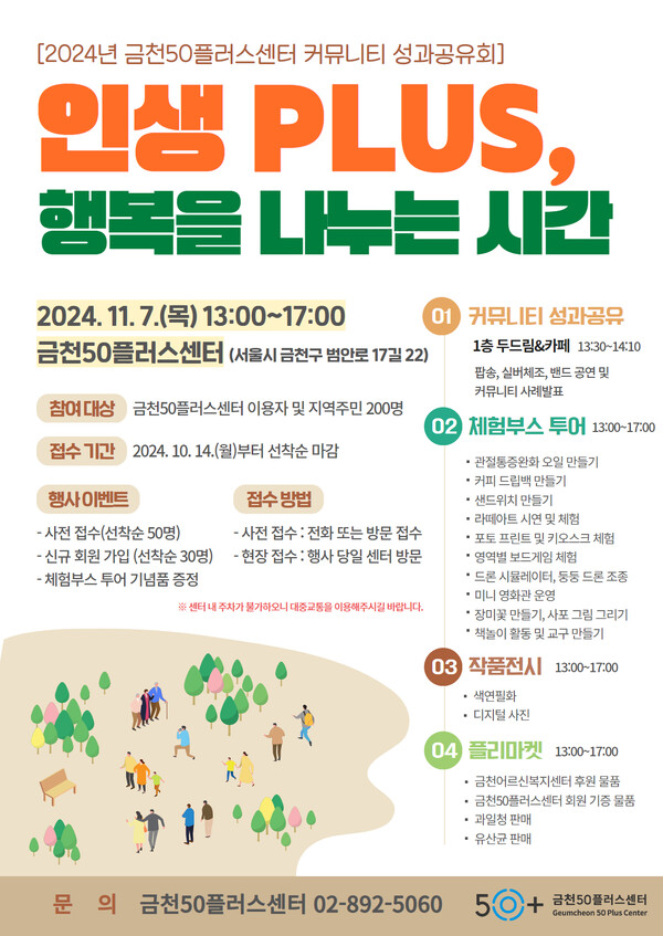 금천구가 오는 7일 오후 1시 금천50플러스센터에서 ‘공동체모임(커뮤니티) 성과공유회’를 개최한다