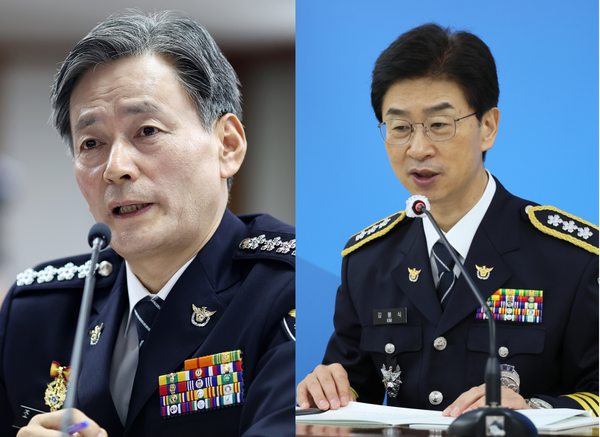 조지호 경찰청장(왼쪽)과 김봉식 서울경찰청장 ⓒ연합뉴스