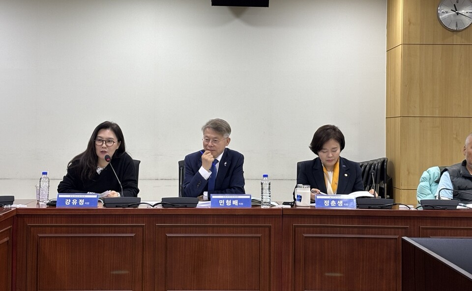 6일 서울 여의도 국회에서 ‘계엄, 저항, 그리고 응원봉의 문화정치’ 토론회가 열렸다. 왼쪽부터 더불어민주당 강유정, 민형배 의원, 조국혁신당 정춘생 의원. ⓒ김세원 기자