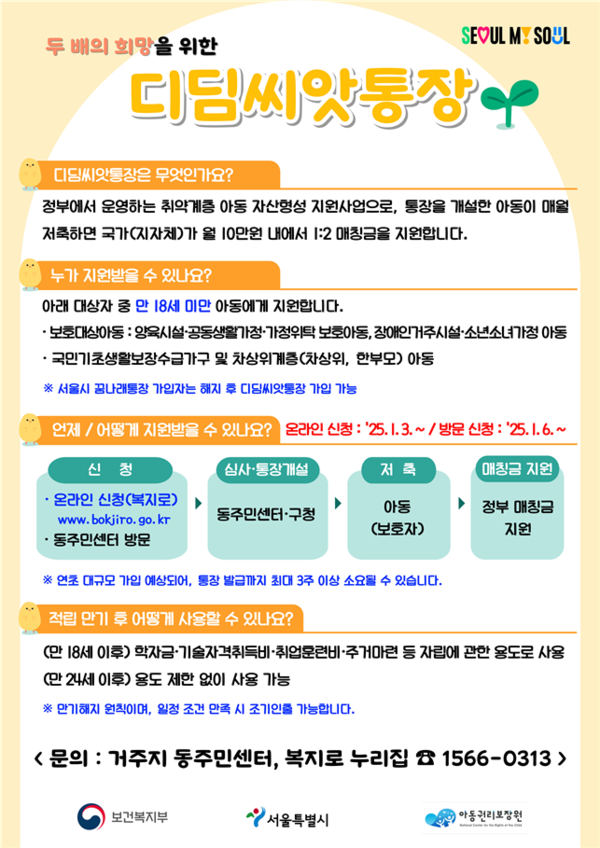 디딤씨앗통장 홍보 포스터 ⓒ서울시