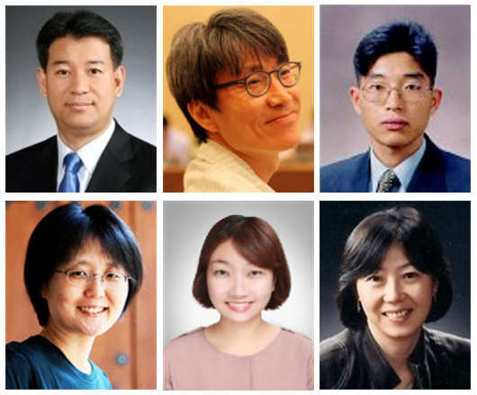 (왼쪽 위부터) 영화진흥위원회의 비상임 위원에 선임된 강내영 부산영화영상정책위원회 위원장, 길종철 한양대 연극영화학과 교수, 김정기 신정회계법인 이사, 이정향 영화감독, 이현송 스마트스터디벤처스 대표, 조혜정 중앙대 예술대학원 교수. ⓒ문화체육관광부 제공