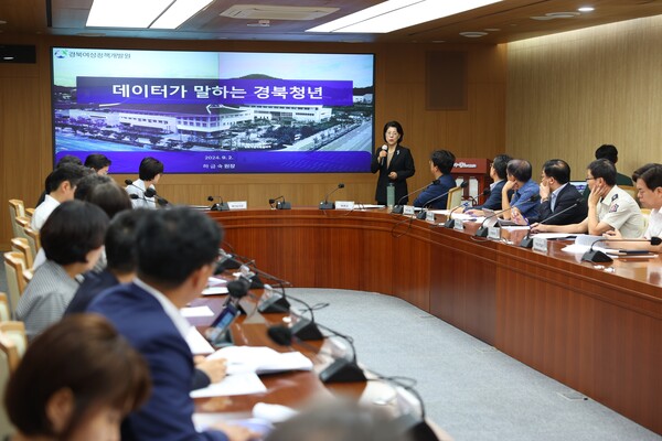 하금숙 원장은 경상북도의 저출생과의 전쟁과 관련, '저출생과 전쟁혁신회의' 제20차 회의에서 ‘데이터가 말하는 경북청년’을 주제로 발표했다. ⓒ경북여성정책개발원