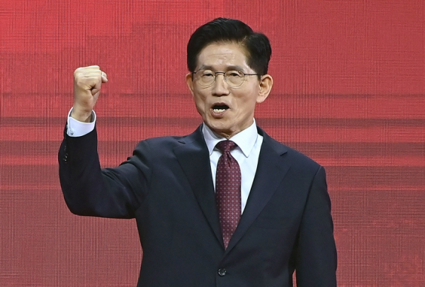 국민의힘 대선 후보로 선출된 김문수 후보. 연합뉴스