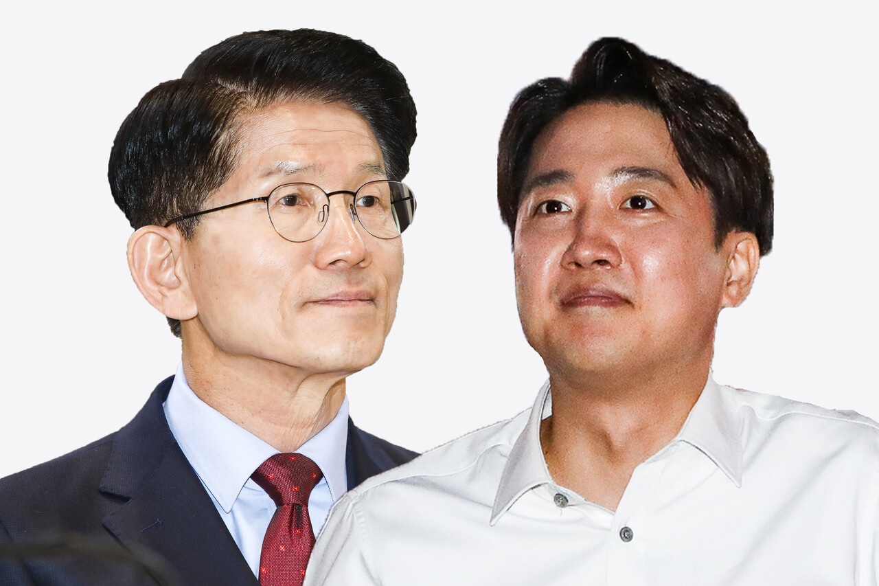 21대 대통령 선거 후보자인 김문수 국민의힘 대선 후보와 이준석 개혁신당 대선 후보. ⓒ손상민 사진기자