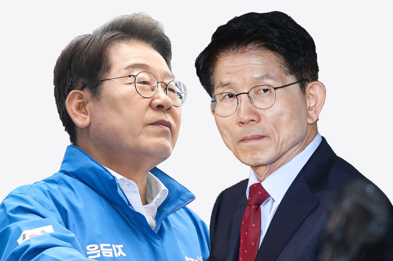 21대 대통령 선거 후보자인 이재명 더불어민주당 대선 후보와 김문수 국민의힘 대선 후보. ⓒ손상민 사진기자