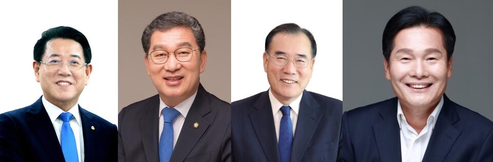 내년 지방선거를 1년 앞두고 입지자들의 움직임도 빨리지고 있다. 더불어민주당 전남도지사 출마 후보군으로는 현역 김영록 지사(사진 왼쪽부터), 신정훈(나주·화순), 4선의 이개호(담양·함평·영광·장성), 친명으로 꼽히는 재선의 주철현 의원(여수을) 등 여러 인물이 하마평에 오르고 있다. ⓒ장봉현 기자