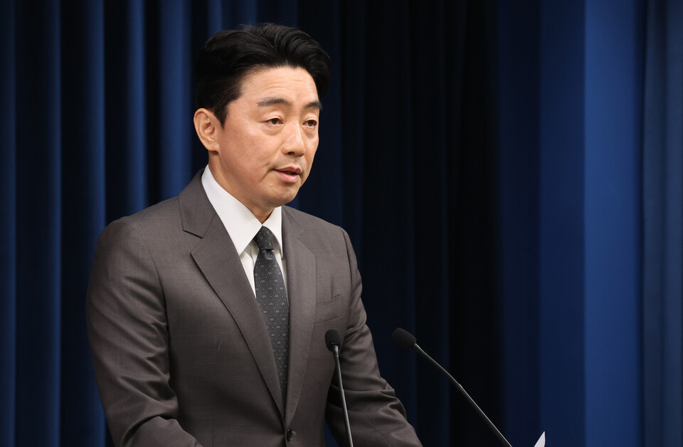 강훈식 대통령 비서실장이 23일 용산 대통령실에서 장관 후보자 지명 관련 브리핑을 하고 있다 ⓒ연합뉴스