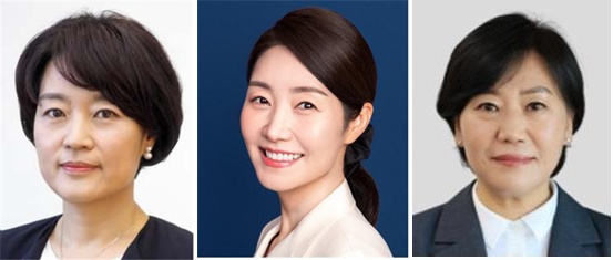 (왼쪽부터) 중소벤처기업부 장관 후보자 한성숙, 여성가족부 장관 후보자 강선우, 농림축산식품부 장관 송미령. ⓒ대통령실 제공