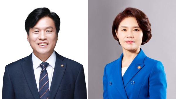 더불어민주당 사무총장에 임명된 조승래 의원(3선·대전 유성구갑), 정책위의장에 임명된 한정애 의원(4선·서울 강서구병). ⓒ여성신문 DB