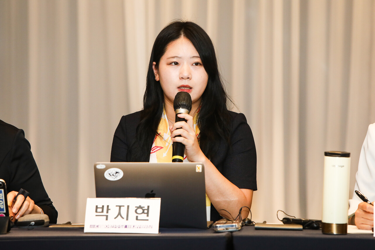 20일 서울 영등포구 켄싱턴호텔에서 열린 ‘2025 한국여성정치연구소 국제회의’ 아시아여성평화연대(AWIPP) 설립 라운드테이블 토론에서 박지현 전 더불어민주당 비상대책위원장이 발언하고 있다. ⓒ손상민 사진기자