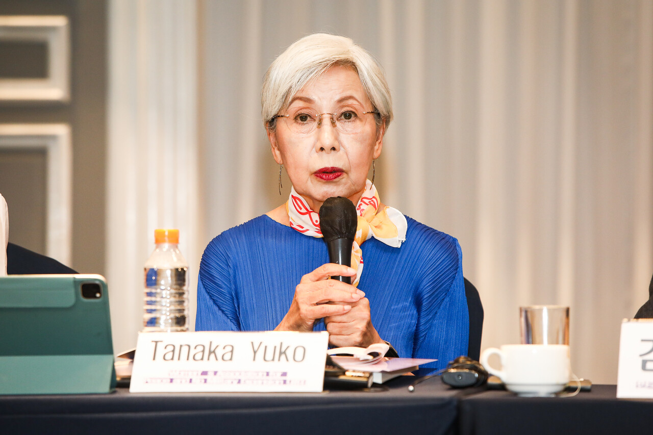 20일 서울 영등포구 켄싱턴호텔에서 열린 ‘2025 한국여성정치연구소 국제회의’ 아시아여성평화연대(AWIPP) 설립 라운드테이블 토론에서 다나카 유코 전 호세대 총장이 발언하고 있다. ⓒ손상민 사진기자