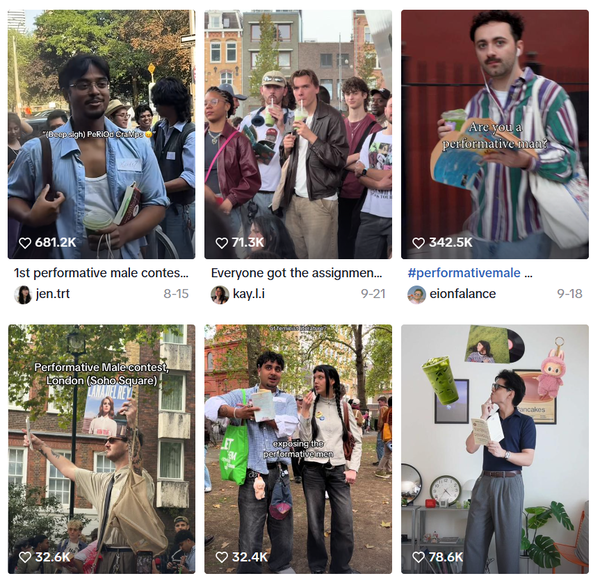 틱톡에서 #performativemale 해시태그는 9월 30일 기준 5천 개 이상 게시됐다.ⓒ틱톡 캡쳐