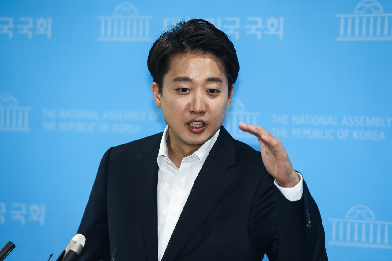지난 5월 30일 서울 영등포구 국회 소통관에서 열린 긴급 기자회견에서 개혁신당 이준석 대표가 발언하고 있다. ⓒ손상민 사진기자