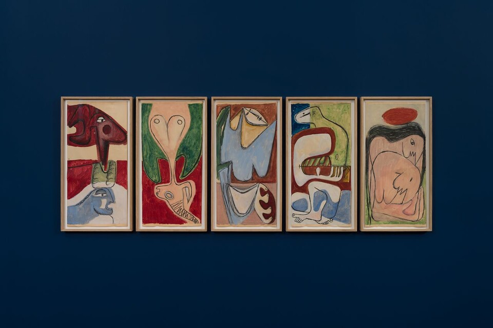 르 코르뷔지에(Le Corbusier), Biche / Licorne / Femme / Musicienne / Couple, 1952, Gouache and pencil on paper, 각 58.5×29.3cm. ⓒFLC/Adagp, Paris, 2026/헤레디움