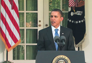 하원의 건강보험개혁안 통과가 이뤄진 다음날인 7일, 백악관 기자회견에서 앞으로의 계획을 설명하는 오바마 대통령.  (출처: 백악관 웹사이트)
