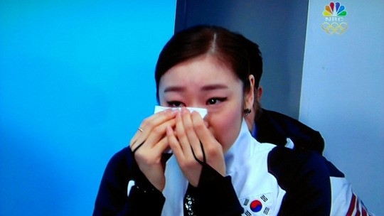 김연아 눈물 ⓒ미 NBC 방송 캡쳐